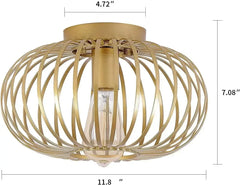 Brushed Open Cage Semi-Flush Mount Ceiling Light Fixture