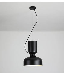 Matte Black Dome Pendant Light with Contrasting Cord