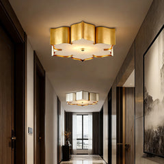 Gold Petal Wave Semi-Flush Mount Ceiling Light Fixture Warm Brass