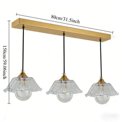 Glass Flower Pendant Light with Metal Accents Fixture