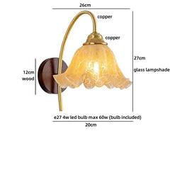 Wall-mounted lamp with dimensions labeled on a white background