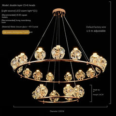 Gold Crystal Orb Linear Pendant Light with Oval Frame