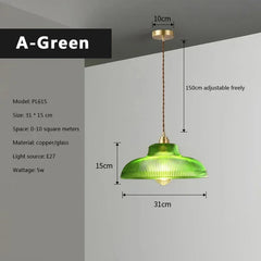 Glass Dome Pendant Light Polished Copper Hanging Illumination
