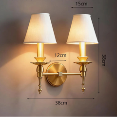 Wall-mounted lamp with dimensions indicated on a dark background