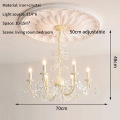 White Floral Crystal Chandelier Candelabra Style