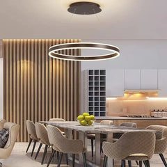 Modern Gold Ring LED Pendant Light with Integrated Illumination