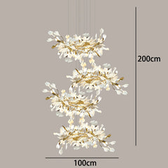 Chandelier with measurements on a gray background