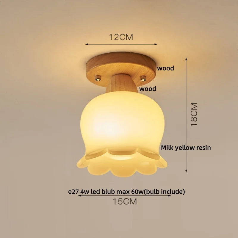 Ceiling light fixture with dimensions and material labels on a beige background
