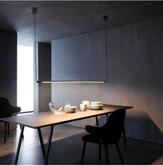 Modern Black Minimalist Linear Suspension Chandelier Frosted LED Light