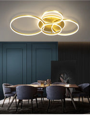 Modern Gold Interlocking Rings Flush Mount Ceiling Light Fixture