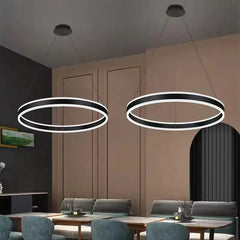 Modern Gold Ring LED Pendant Light with Integrated Illumination