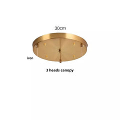 Gold ceiling light fixture with labeled dimensions on a white background