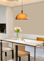Amber Glass Dome Pendant Light with Wood Accent and Black Track Mount