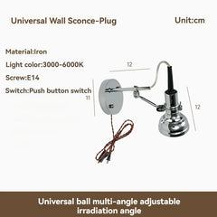 Adjustable Brass Wall Sconce with Walnut Base and Black Arm