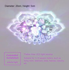 Gold Flower Crystal Flush Mount Ceiling Light with Petal Accents