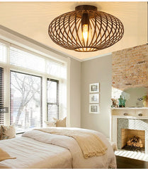 Brushed Open Cage Semi-Flush Mount Ceiling Light Fixture
