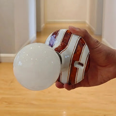 Striped Ceramic Sconce Light Fixture with Frosted Globe Shade