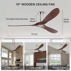 Wood Blade DC Motor Ceiling Fan with Remote Control