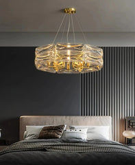 Gold Frame Geometric Crystal Chandelier Pendant Light Fixture