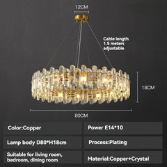 Gold Crystal Tiered Chandelier Hanging Pendant Light