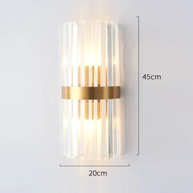 Wall-mounted light fixture with dimensions on a white background