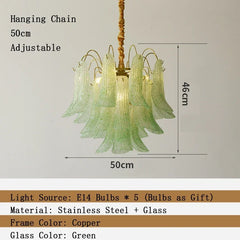 Gold Floral Bell Shaped Glass Chandelier Pendant Light
