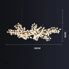 Gold Floral Cluster Pendant Light with Opal Glass Shades
