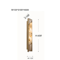 Wall lamp with dimensions labeled on a white background