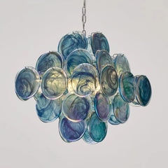 Glass Disc Chandelier Pink Tiered Hanging Pendant Light