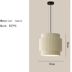 Tiered Fluted Ceramic Drum Pendant Light with Warm Inner Glow
