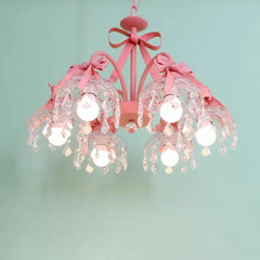 Pink Bow Crystal Chandelier Multi-Arm Pendant Light