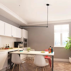 Modern Black Minimalist Linear Suspension Chandelier Frosted LED Light