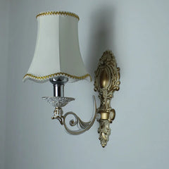 Gold Finish Metal Frame Fabric Shade Candle Sconce Wall Light