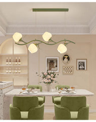Green Floral Chandelier Acrylic Flower Pendant Light