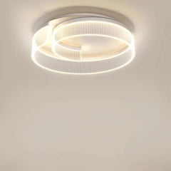 Swirling Ribbed Ring Semi-Flush Mount Ceiling Light with Frosted Shade