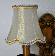Gold Finish Metal Frame Fabric Shade Candle Sconce Wall Light