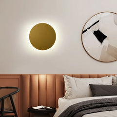 Gold Modern Circular Wall Sconce with Subtle Glow Accent Metal Frame