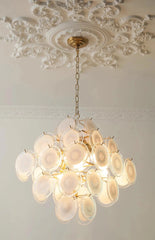 Cascading Glass Disc Chandelier - Modern Semi-Flush Mount Fixture