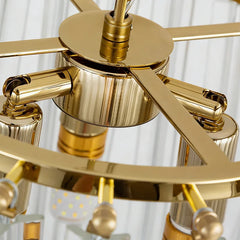 Gold Chain Pendant Light with Clear U-Shaped Glass Tubes