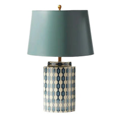 Ceramic Geometric Pattern Table Lamp with Fabric Shade