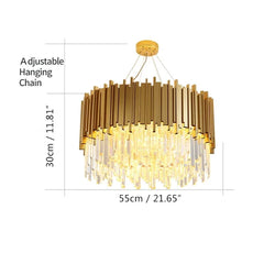 Tiered Crystal Chandelier with Black Accents and Gold Finish