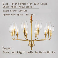Gold Metal Frame Blue Glass Tear Drop Pendant Chandelier Light Fixture