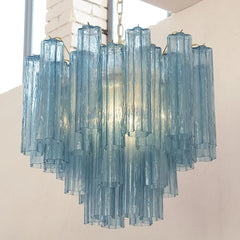 Tiered Frosted Glass Tube Chandelier Semi-Flush Mount Light