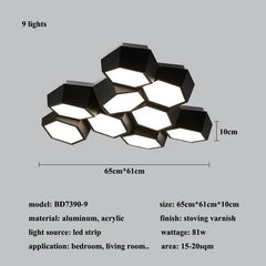 Modern Geometric Hexagon Flush Mount Ceiling Light Fixture