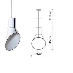 Measurement diagram of a pendant light with dimensions labeled.