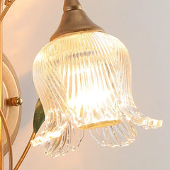 Gold Flower Wall Sconce Clear Glass Shade