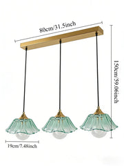 Glass Flower Pendant Light with Metal Accents Fixture