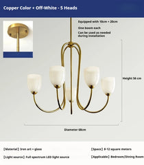 Gold Curved Arm Frosted Glass Pendant Chandelier Light Fixture