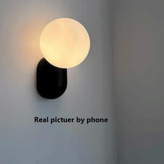 Minimalist Globe Wall Sconce Black White LED Light