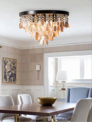 Gold Teardrop Shell Tiered Semi-Flush Ceiling Light